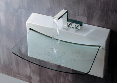Modern bathroom sink with plate glass pane